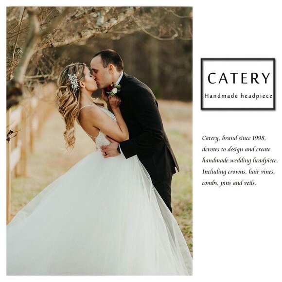 🆕Women Silver Flower Crystal Hair Accessories with Pearl Side Comb Headpiece - Picture 7 of 9